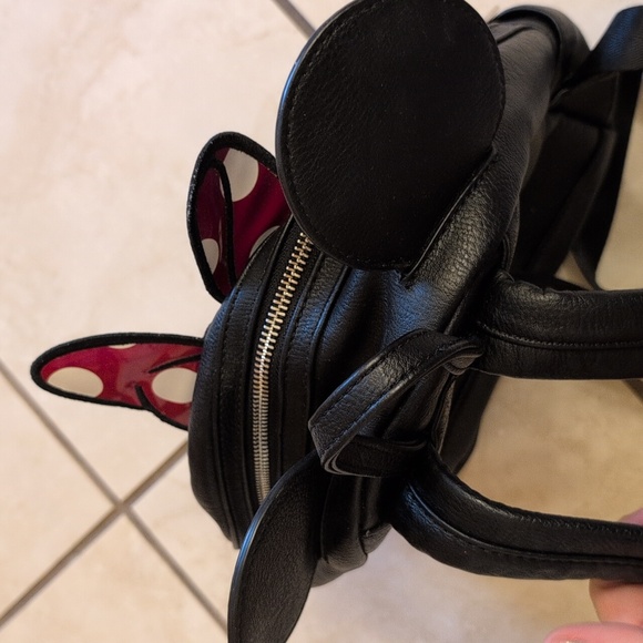 Loungefly Disney Minnie Mouse Backpack Black Red Bow Mickey Studs And Ears - Picture 7 of 16